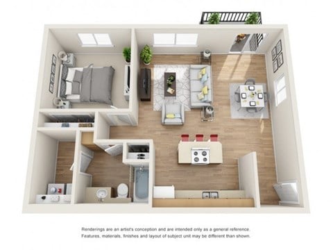 Floor plan for 1 bed, 1 bath, 808 sqft